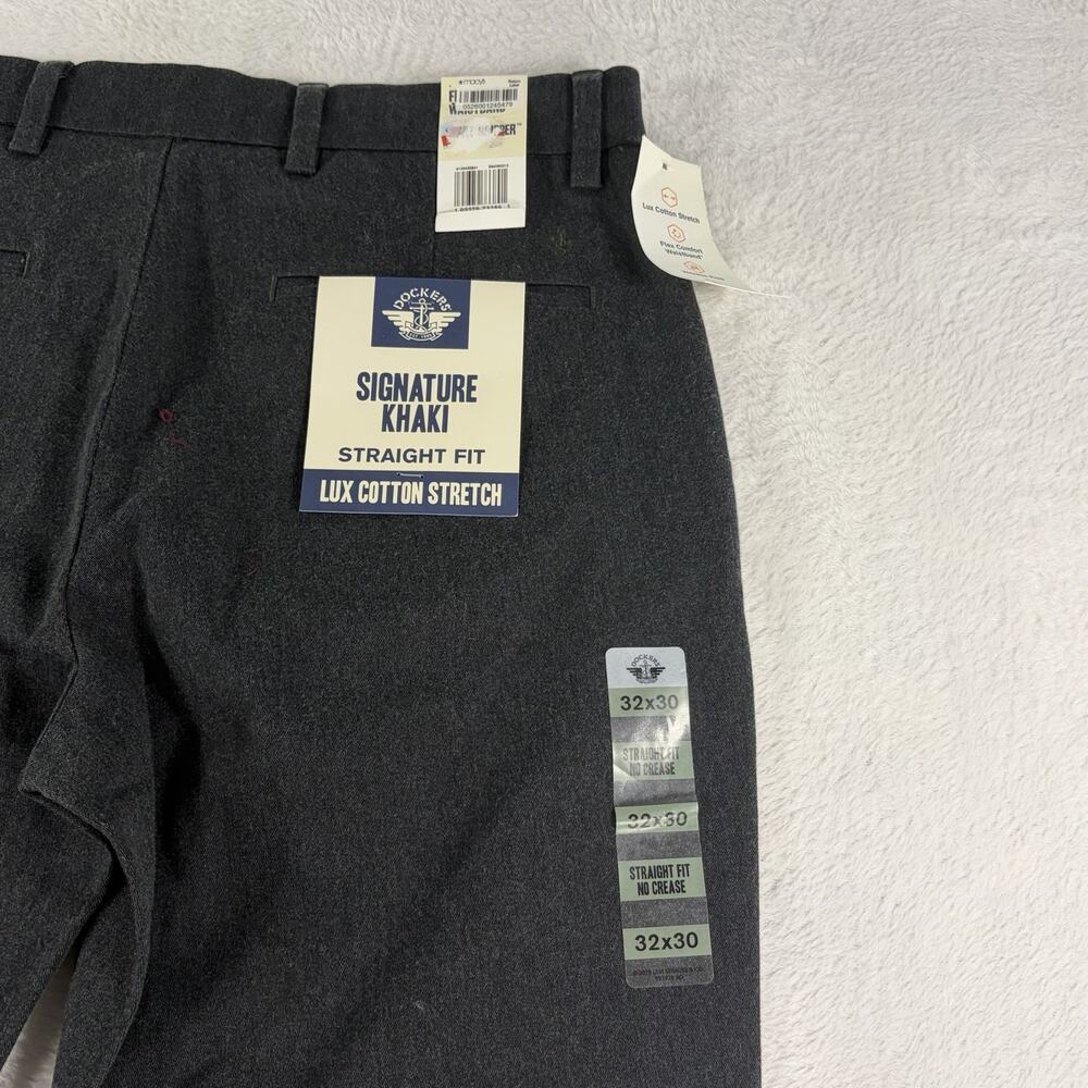 Dockers Mens Signature Khaki Straight Fit Lux Cotton Stretch Pants Grey 32x30 - Picture 3 of 6